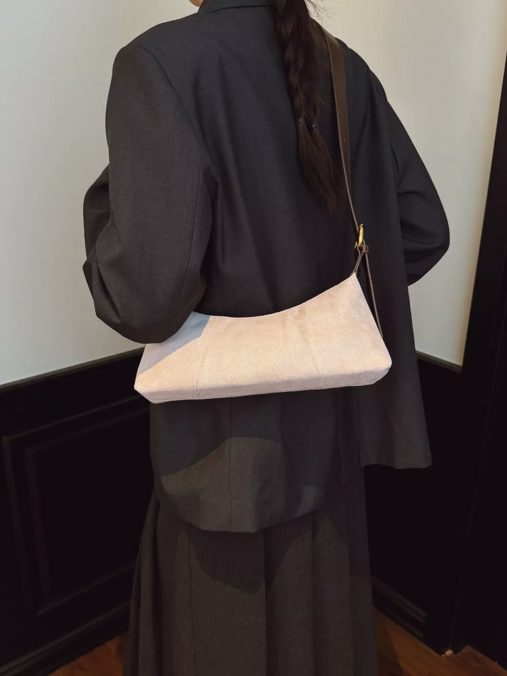 Vintage Suede Hobo Shoulder Bag, image 8