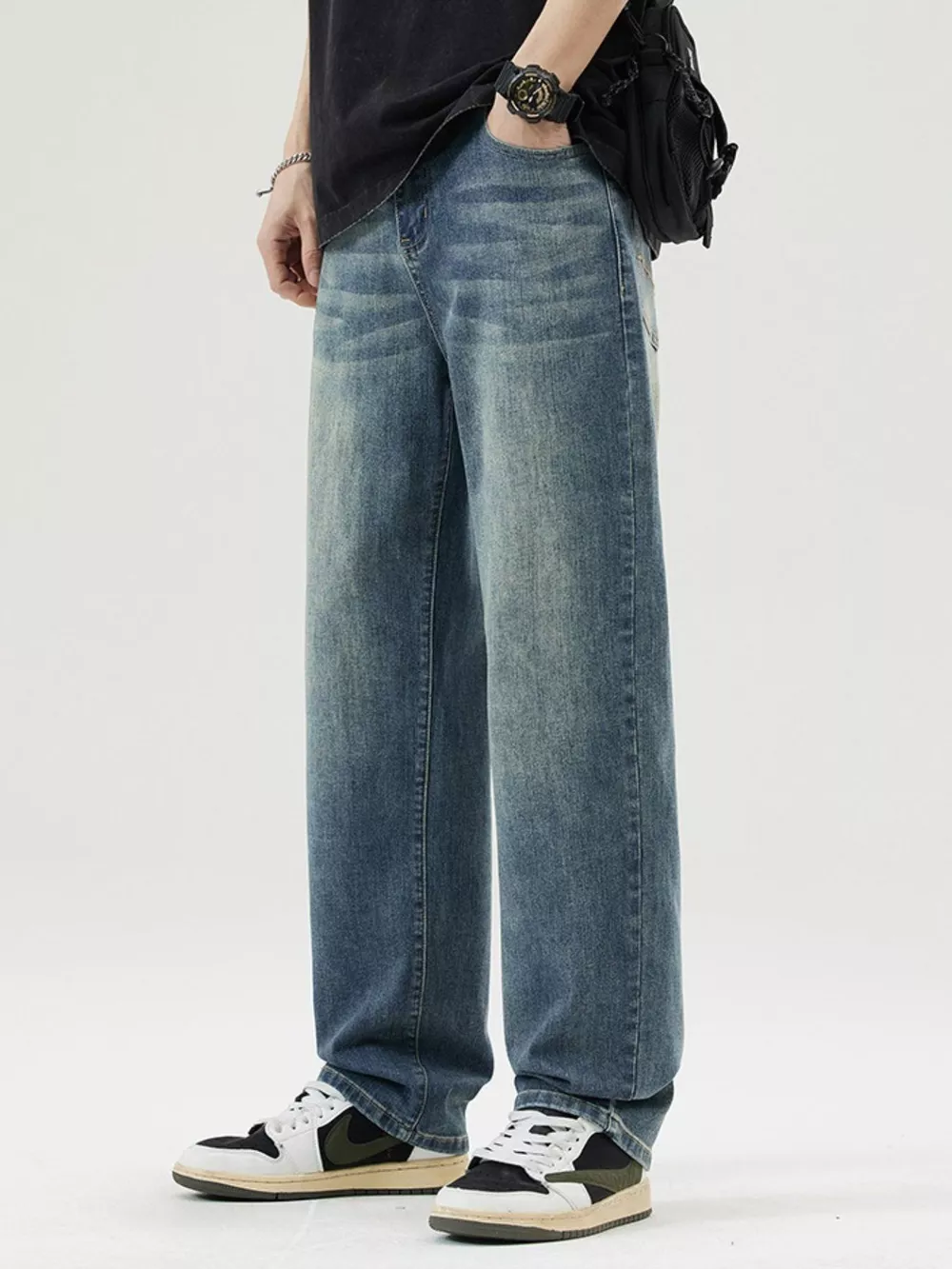 Men's Wash Loose Fit Jeans, image 8