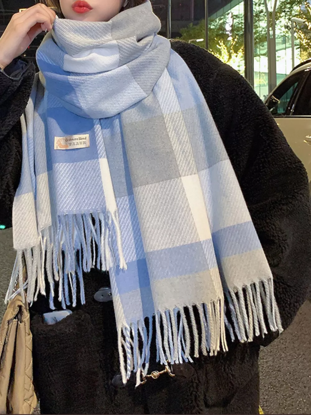 Fringe Plaid Scarf, image 4