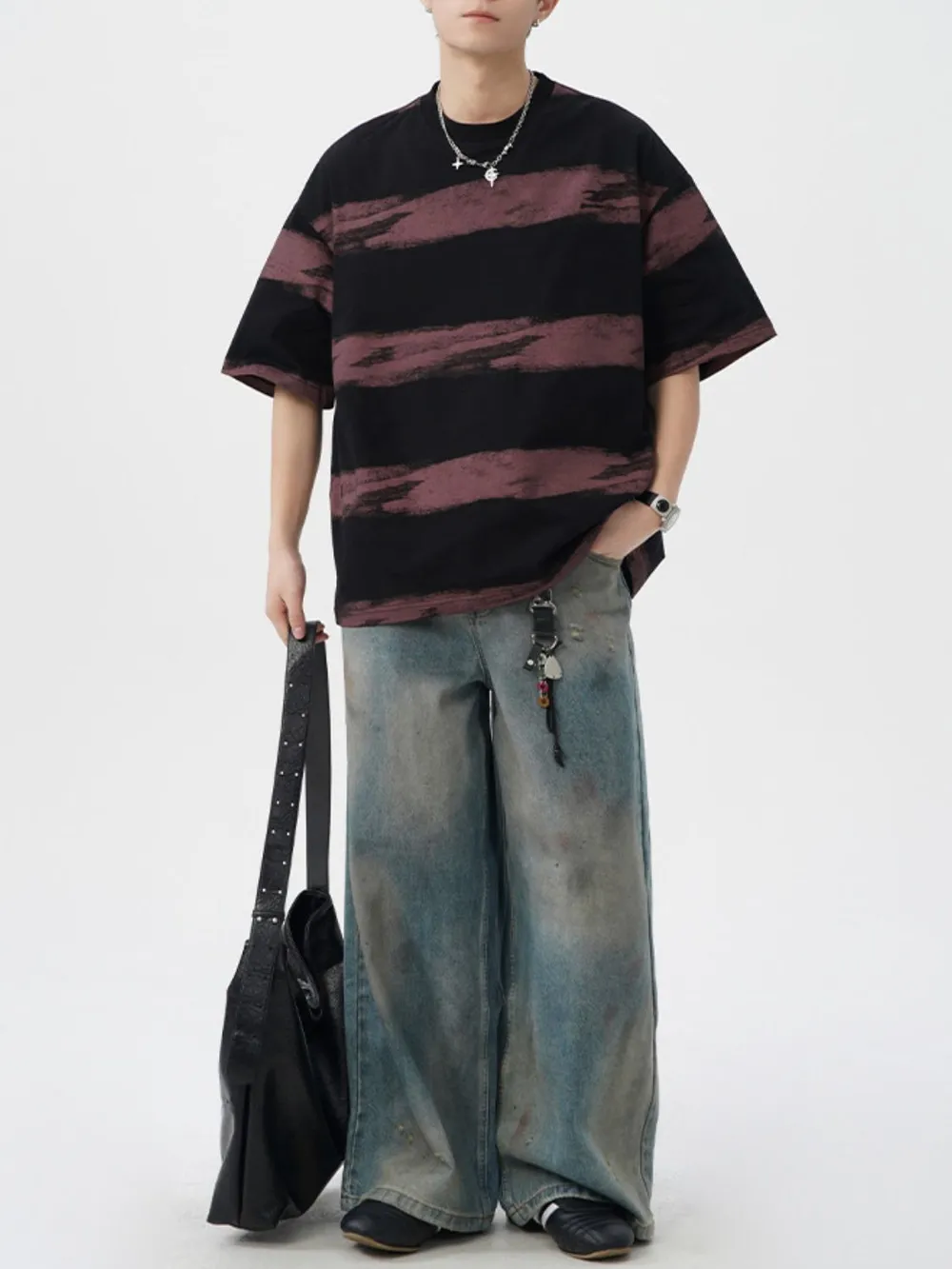 Men's Plus Size Basic style Round Neck Striped T-Shirt, image 13