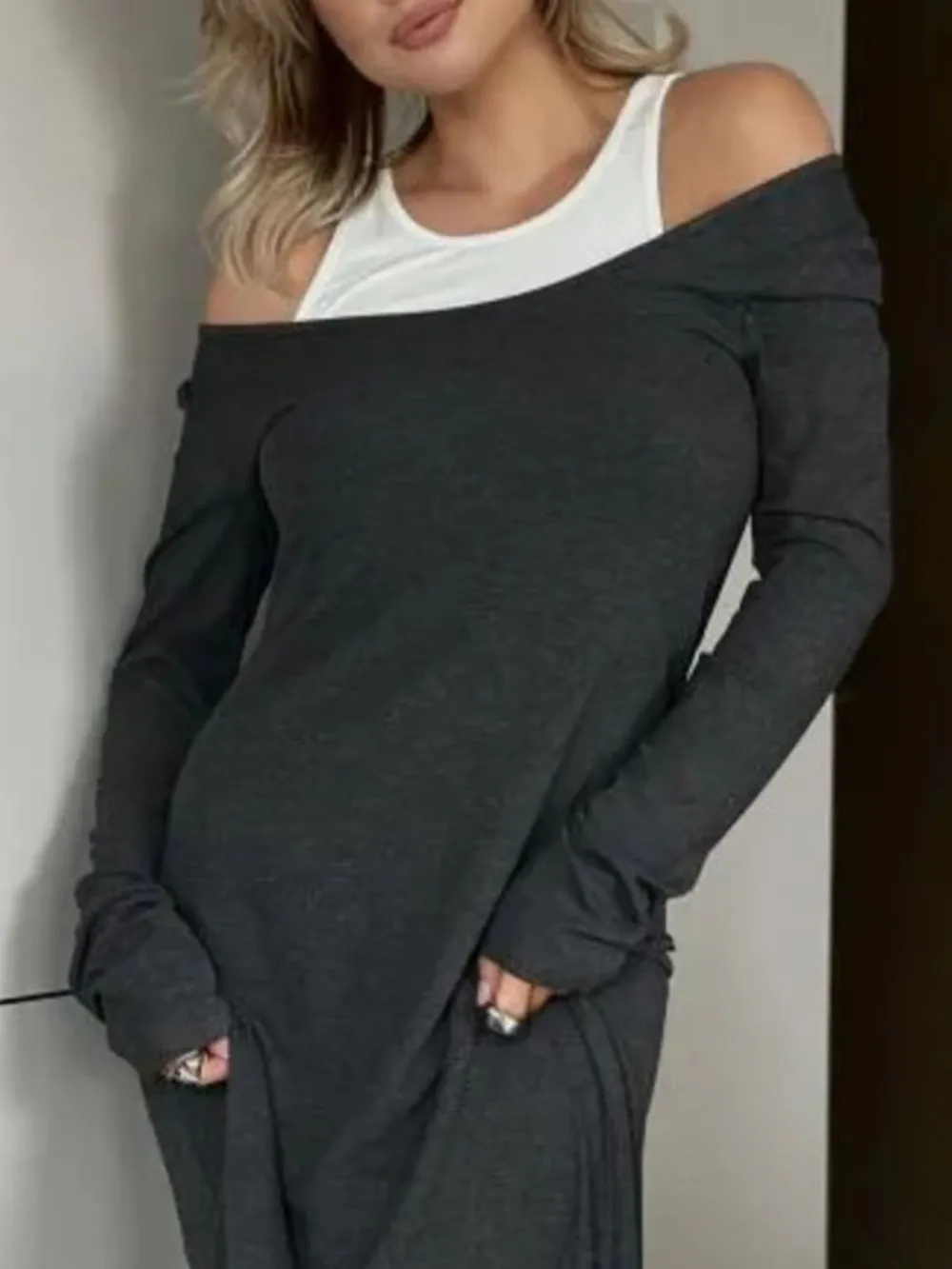 Contrast Long Sleeve Maxi Dress, image 16