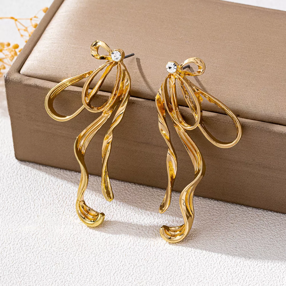 18K Gold-Plated Bow Earrings, image 2