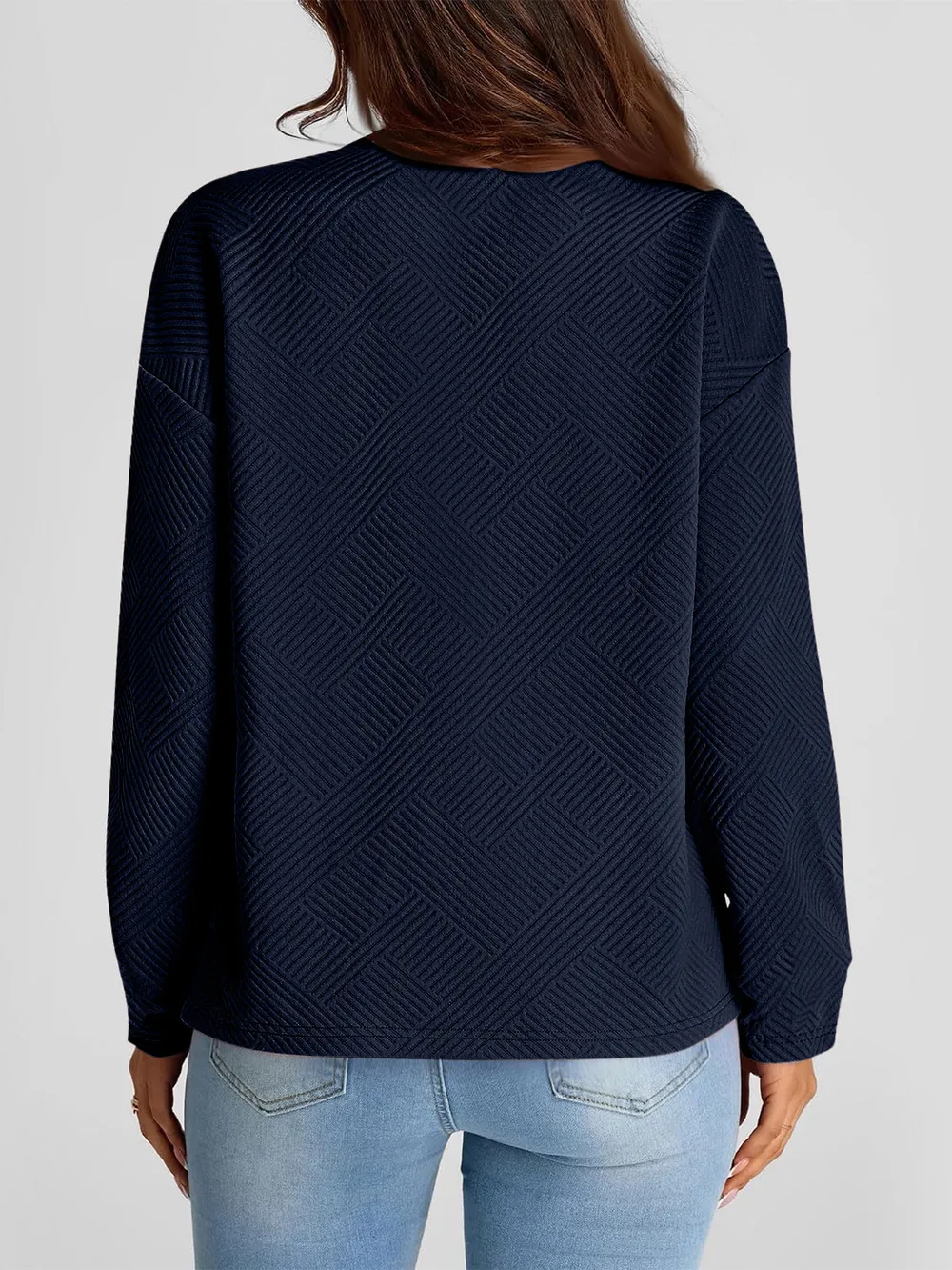 Full Size Texture Round Neck Long Sleeve Sweatshirt, image 17