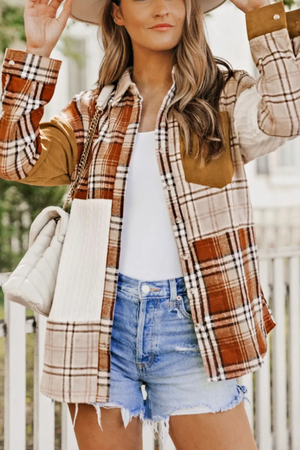 Plaid Button Up Long Sleeve Shacket, image 8