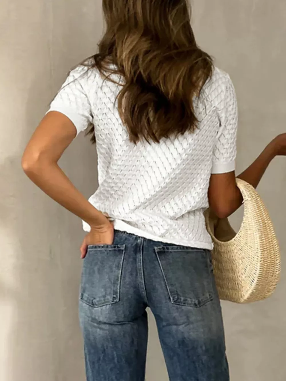 Textured Short Sleeve Knit Top, image 4