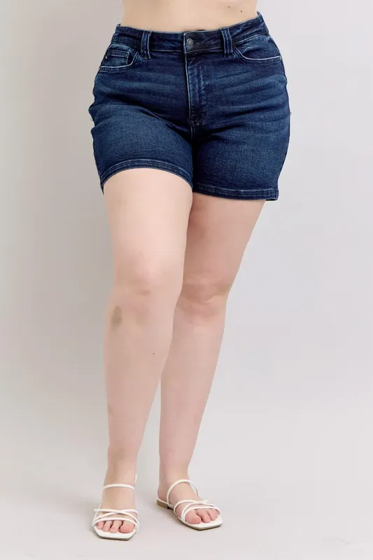 Full Size High Waist Back Flap Pocket Denim Shorts Plus Size, image 5