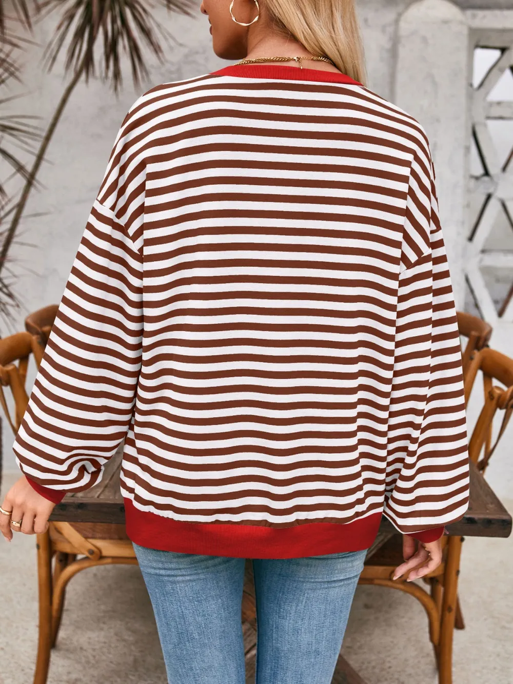 Contrast Striped Long Sleeve Sweatshirt, image 19