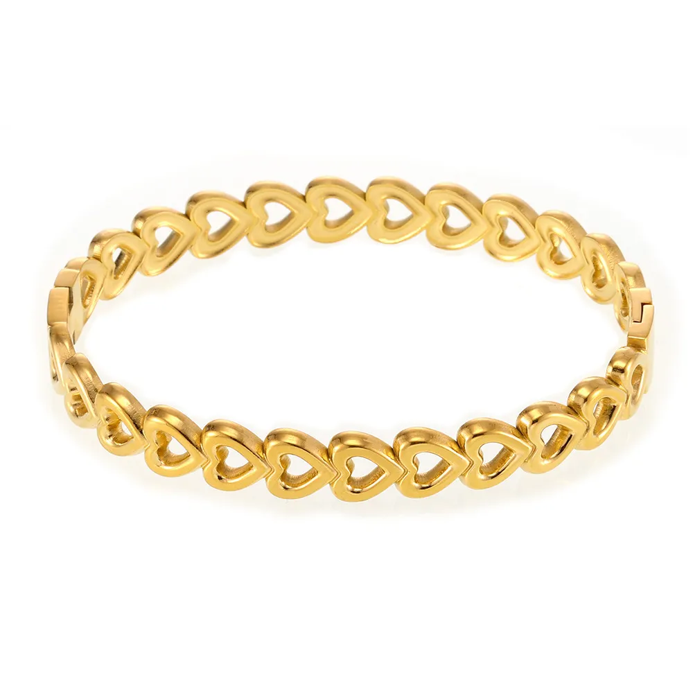18K Gold-Plated Stainless Steel Heart Bracelet, image 4