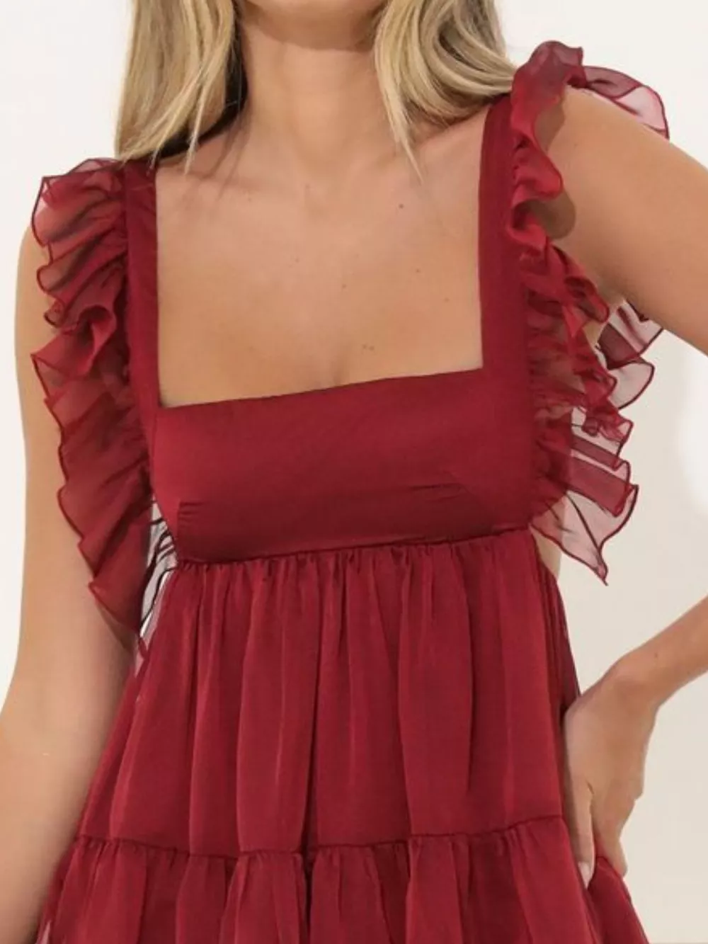 Ruffled Square Neck Tiered Dress, image 8