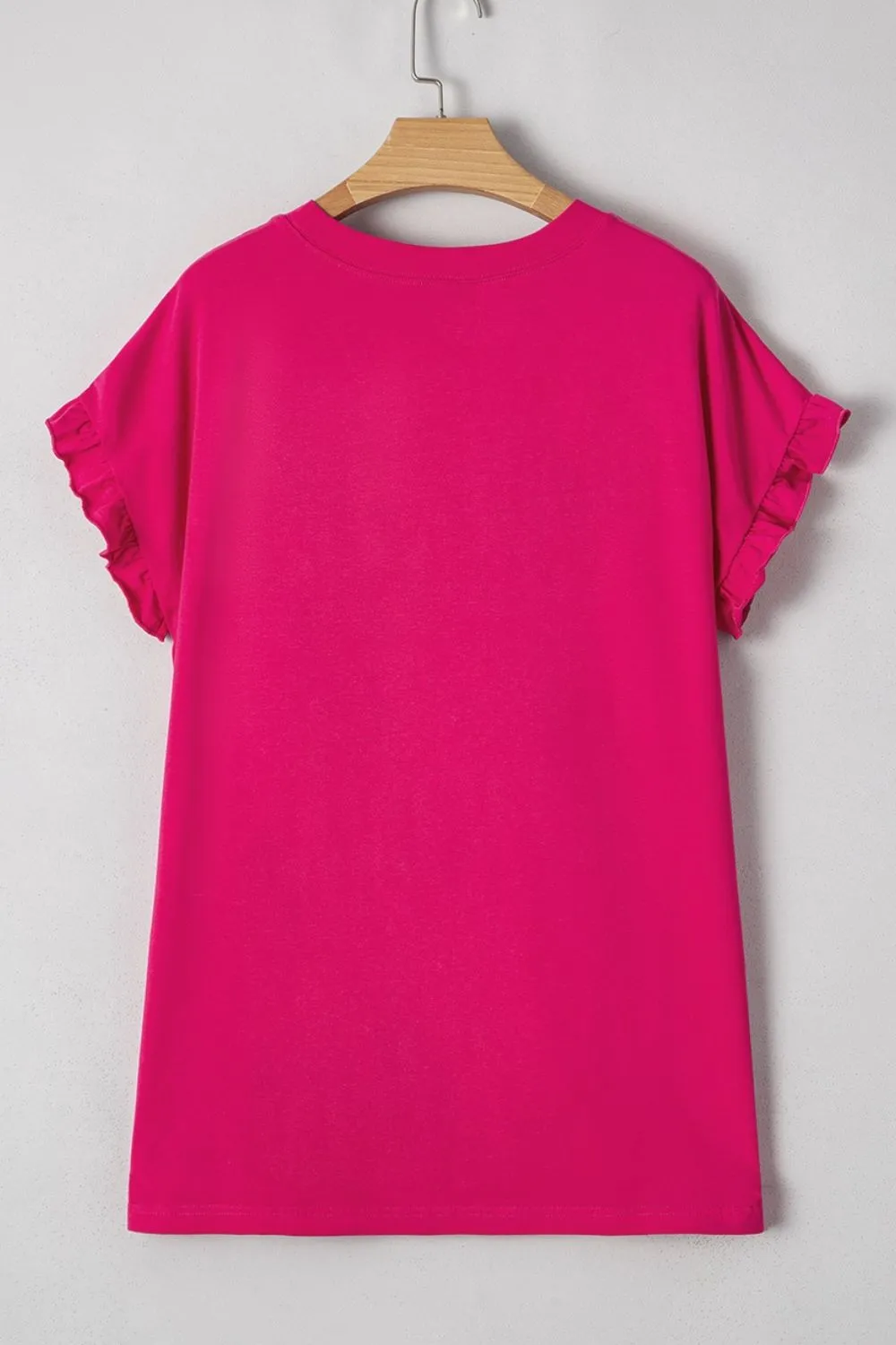 Frill Color Block Crew Neck Loose Fit T Shirt, image 6