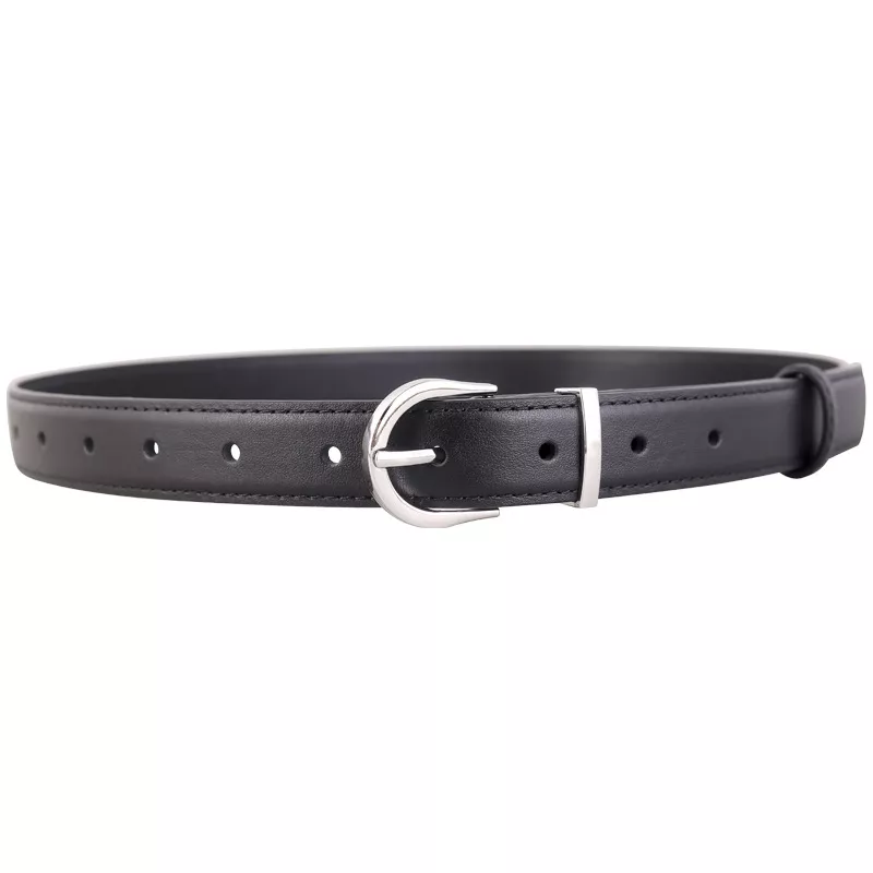 Silver Buckle Leather Belt, image 3