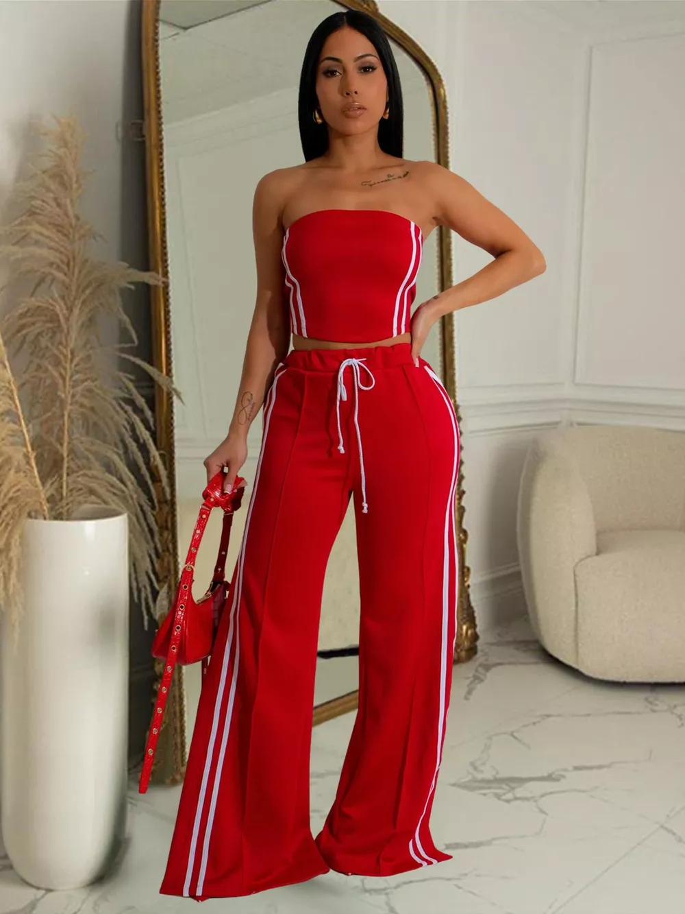 Sleeveless Tube Top and Wide Leg Pants Set, image 14