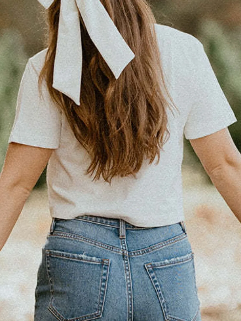Bow Round Neck Short Sleeve T-Shirt, image 4