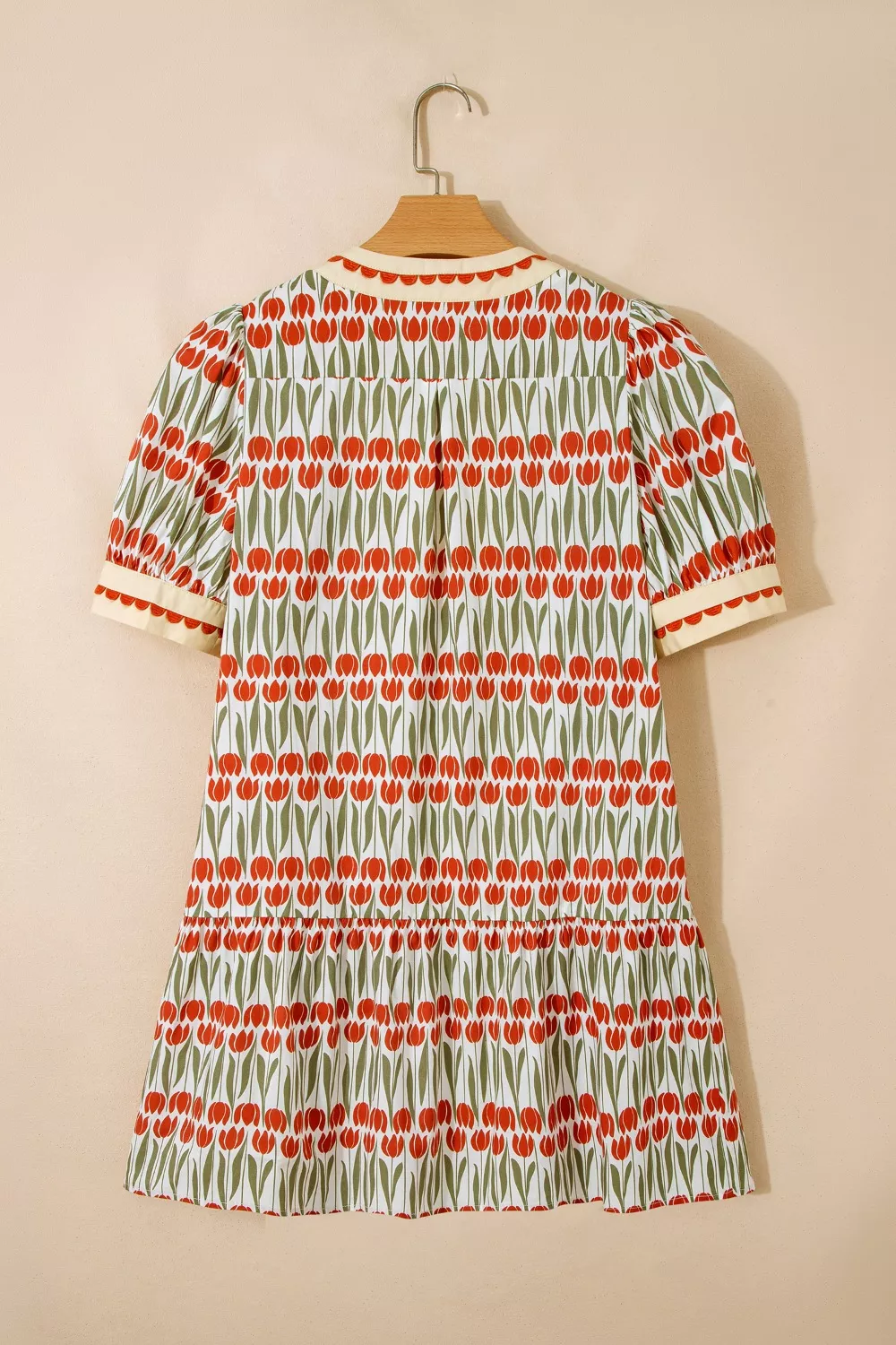 Tulip Floral Print Cotton Puff Short Sleeve Mini Dress, image 7