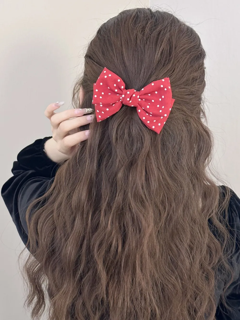 2-Piece Polka Dot Bow Hair Clip, image 3