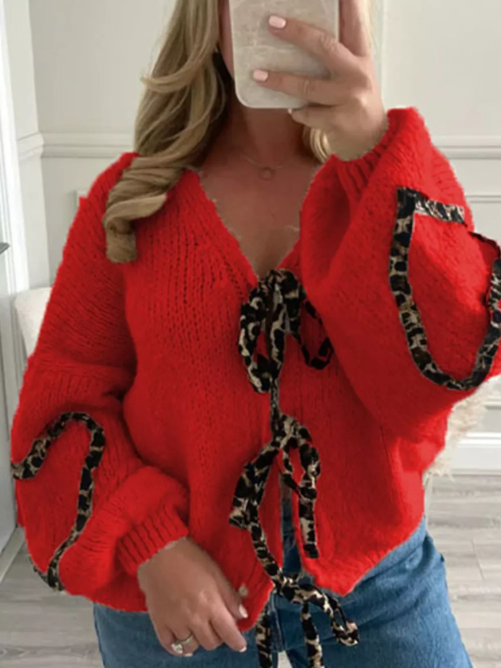 Tie Front Long Sleeve Sweater, image 5