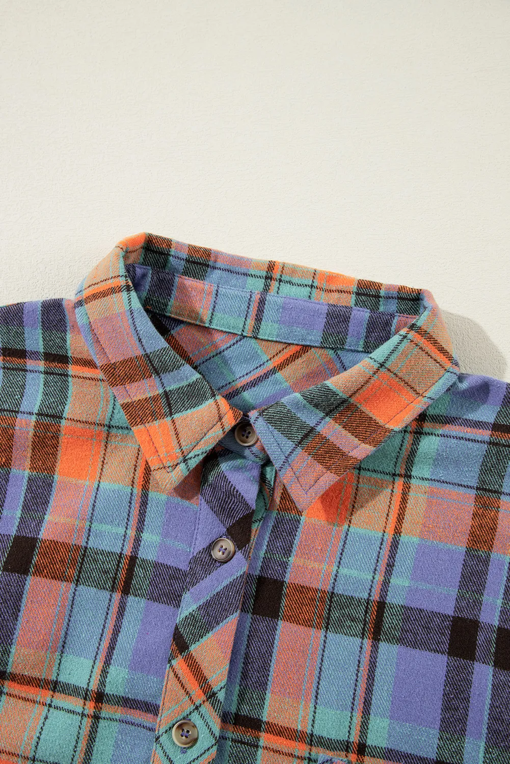 Plaid Collared Neck Long Sleeve Shirt, image 8