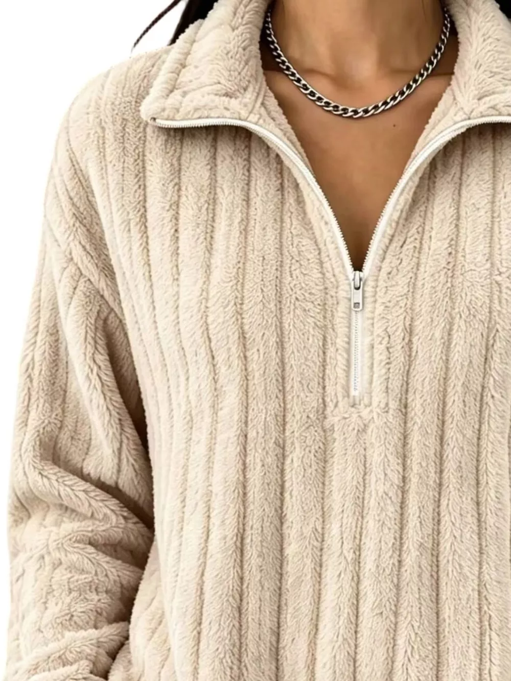 Quarter-Zip Dropped Shoulder Sweatshirt, image 5