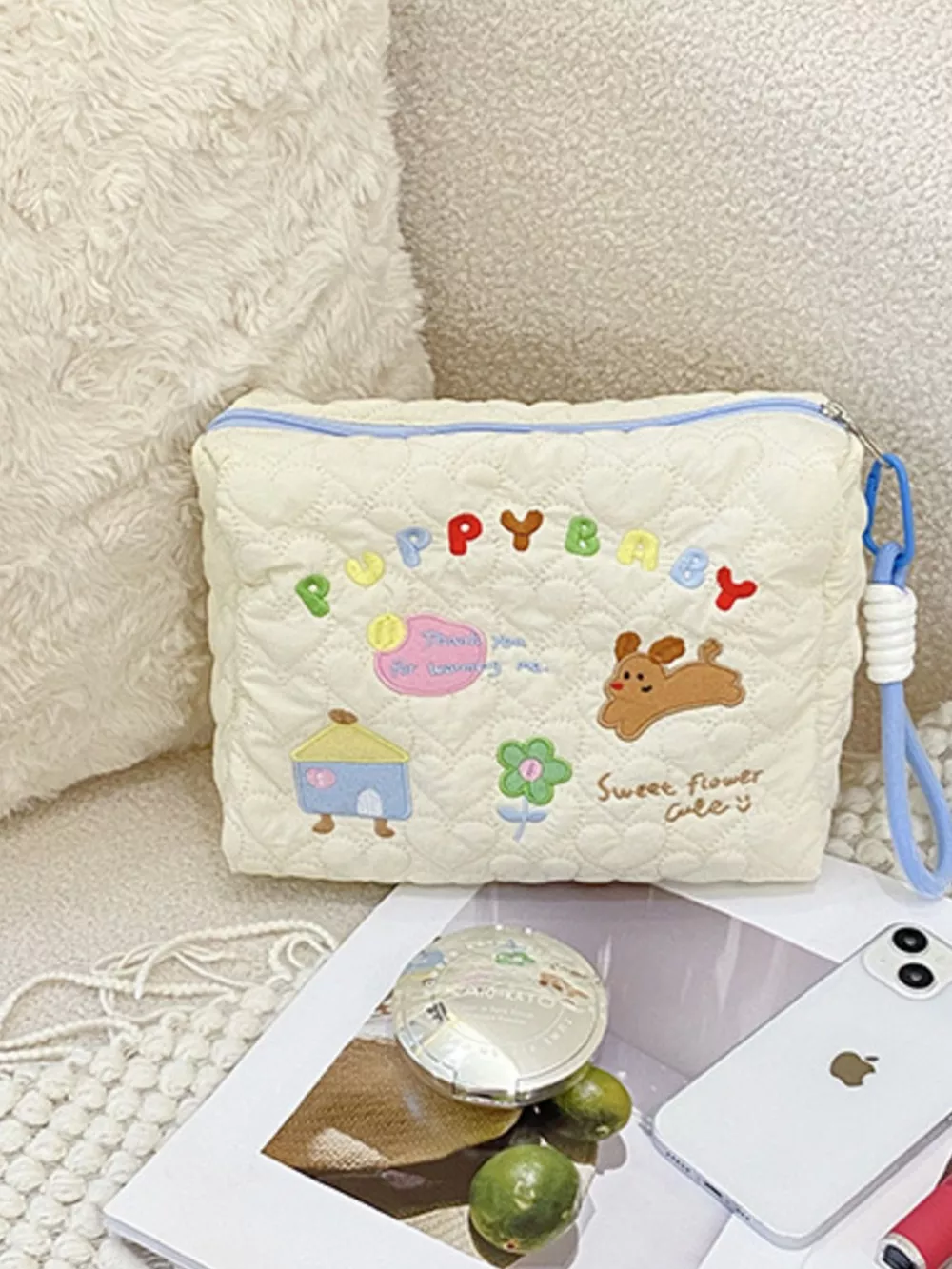 Cartoon Embroidered Quilted Clutch, image 4