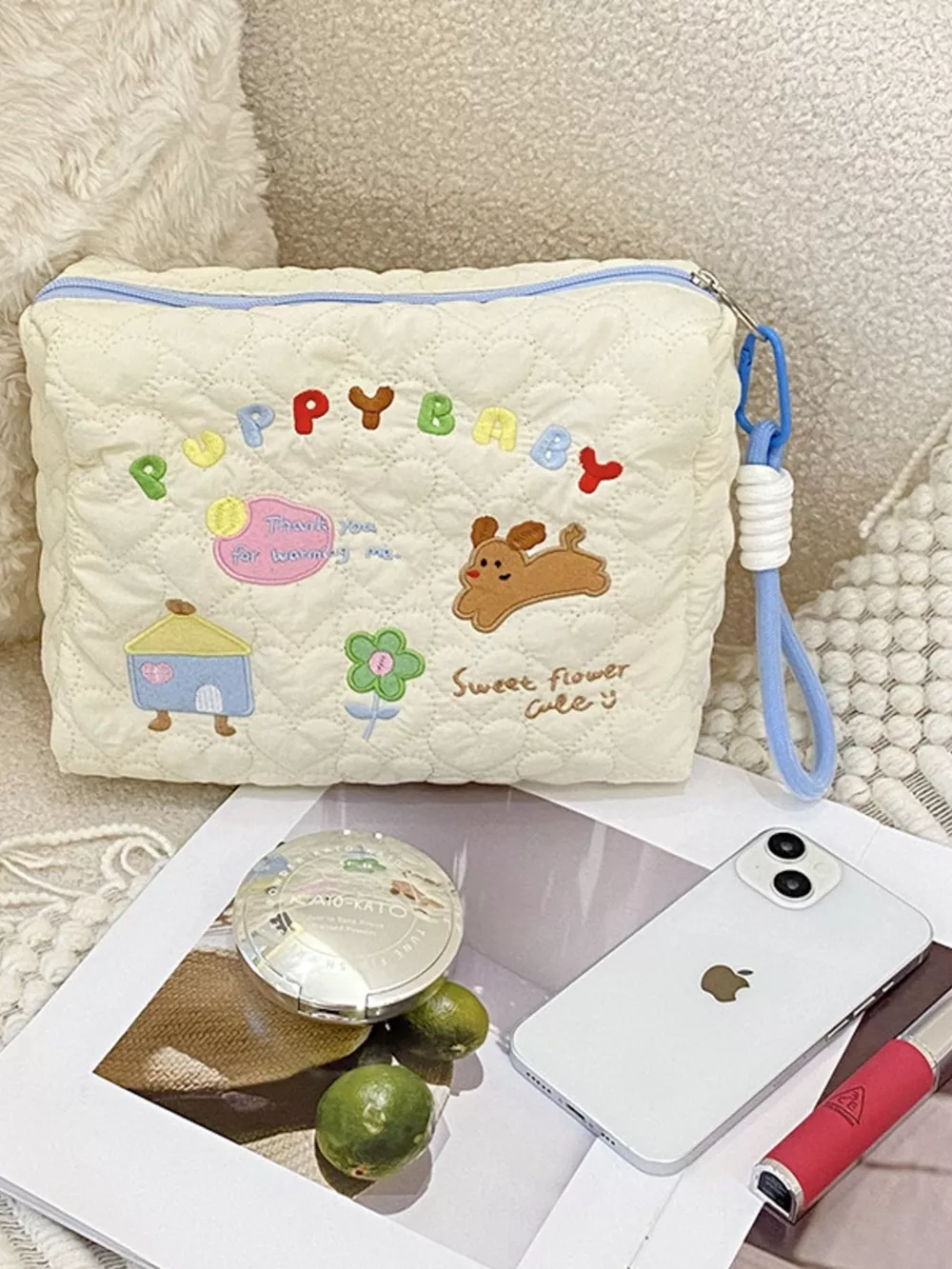 Cartoon Embroidered Quilted Clutch, image 3
