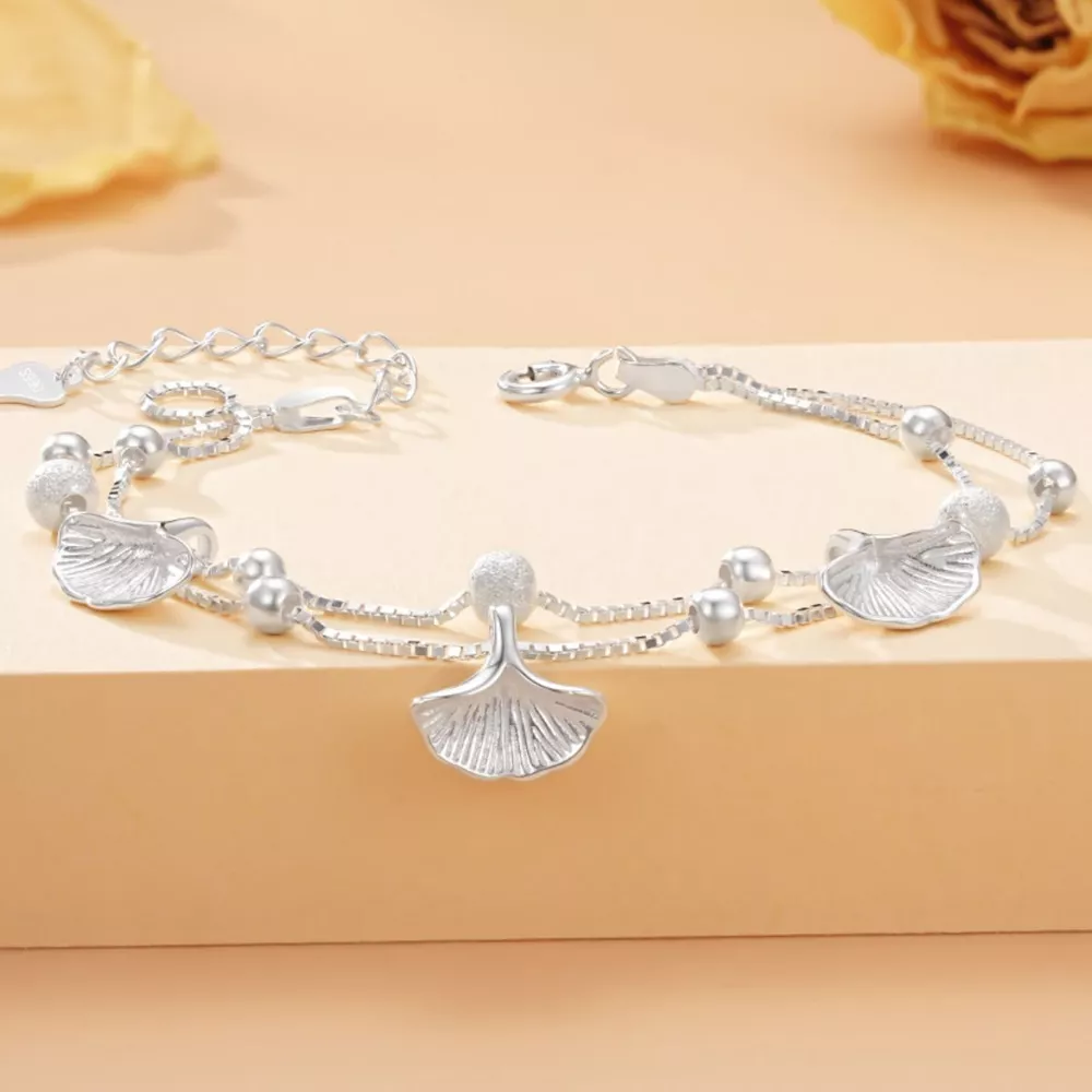 Double Layer Ginkgo Leaf Bracelet, image 5