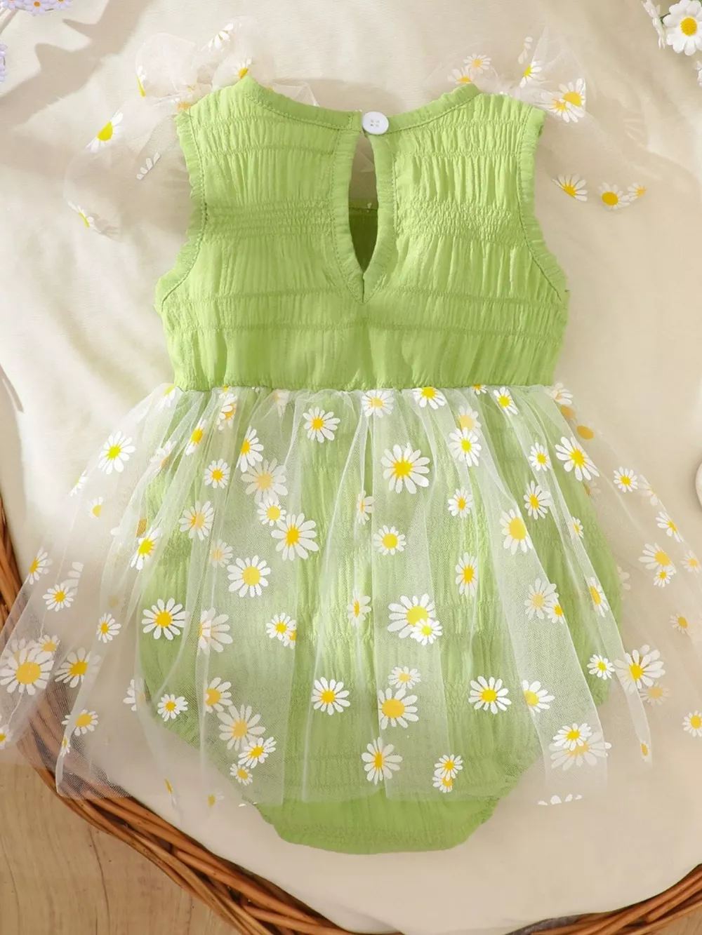 Children's Daisy Embroidered Sleeveless Bodysuit Dress, image 4