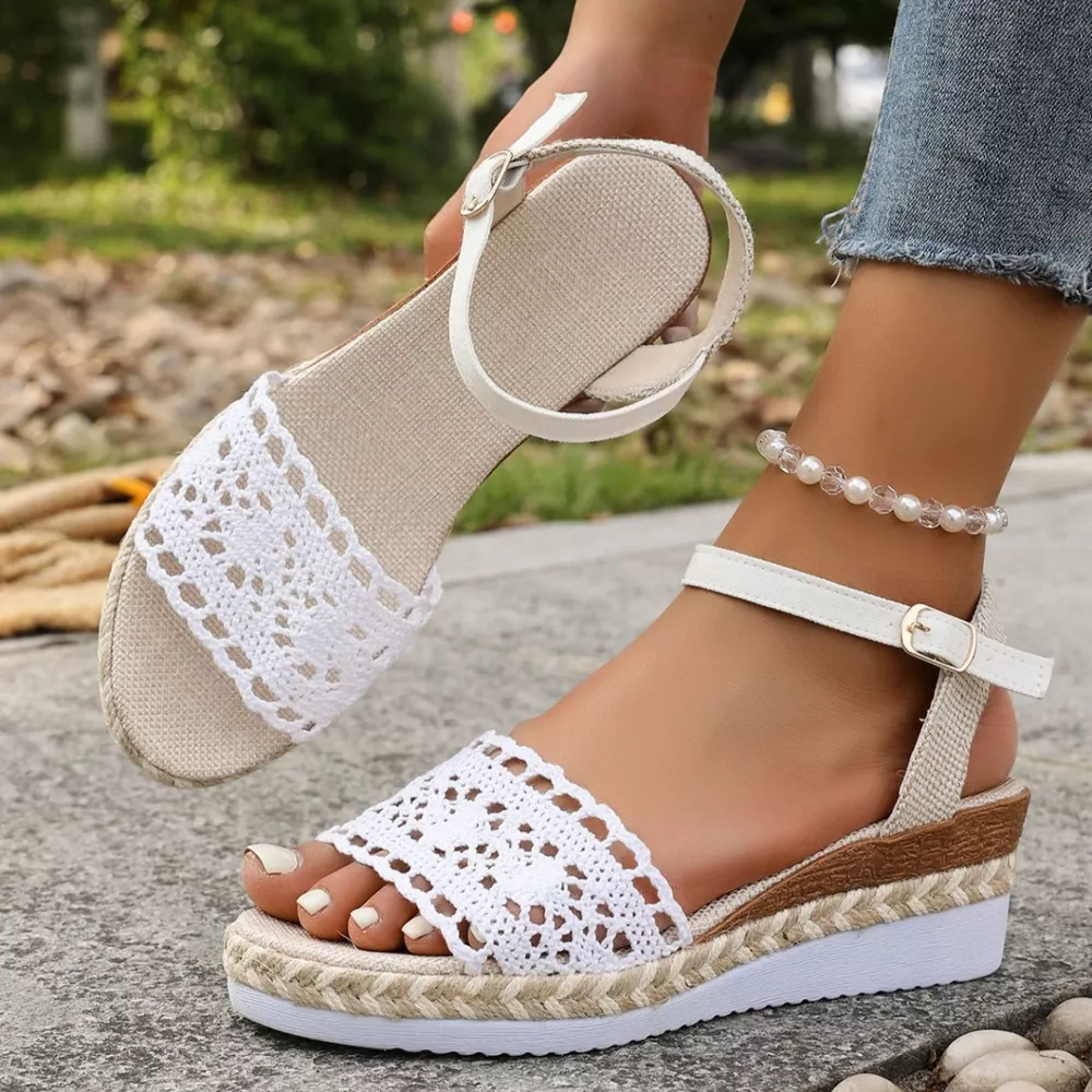 Crochet Espadrille Platform Sandals, image 10