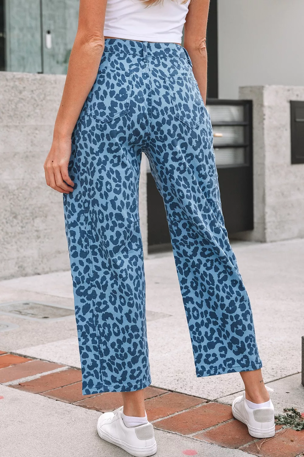 Leopard Print Barrel Leg Jeans, image 2