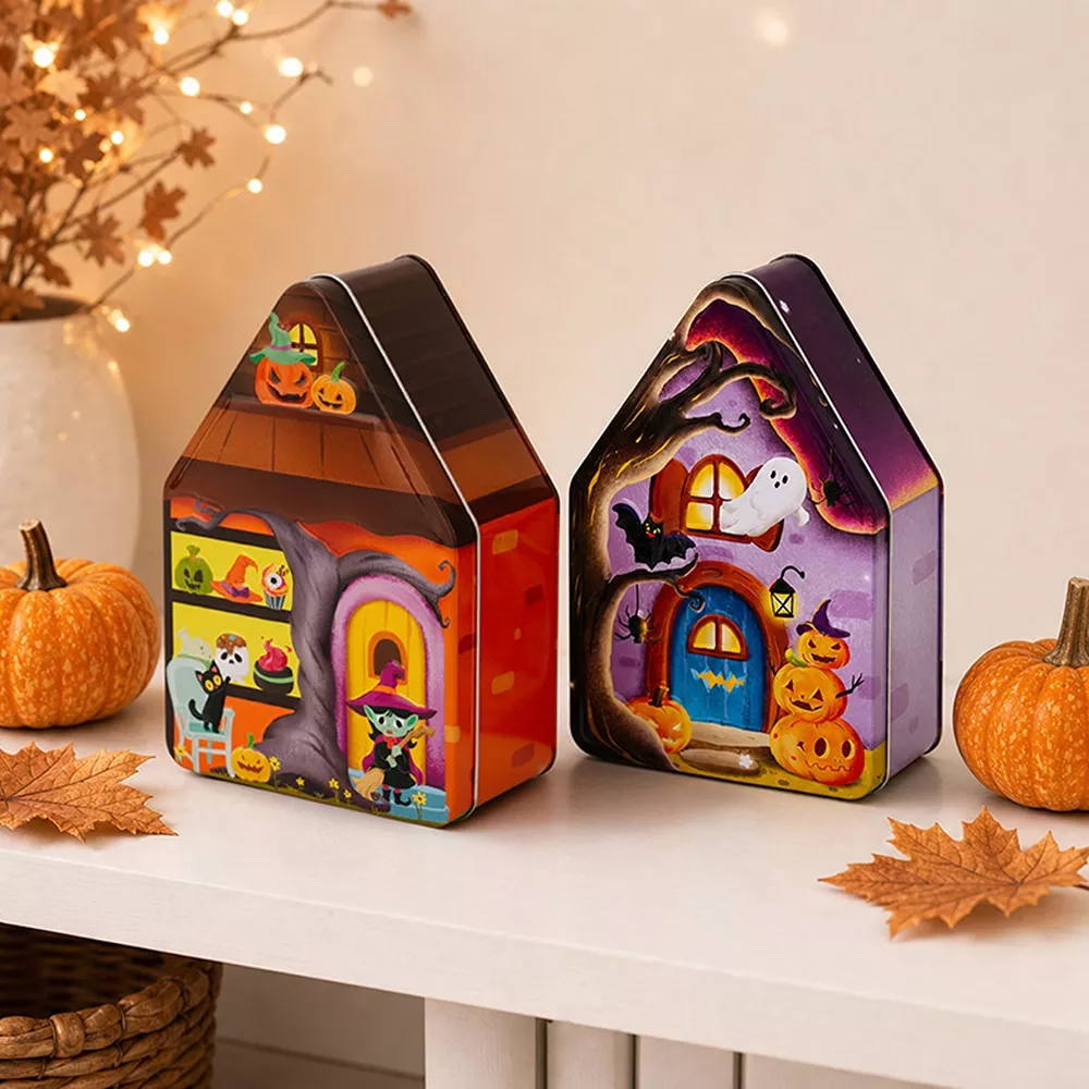 Halloween House Shaped Metal Candy Storage Box, image 6