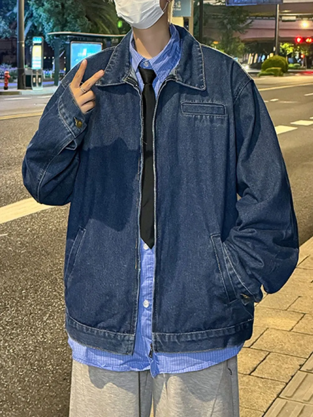 Men's Full Size Zip Up Long Sleeve Denim Jacket Plus Size, image 2