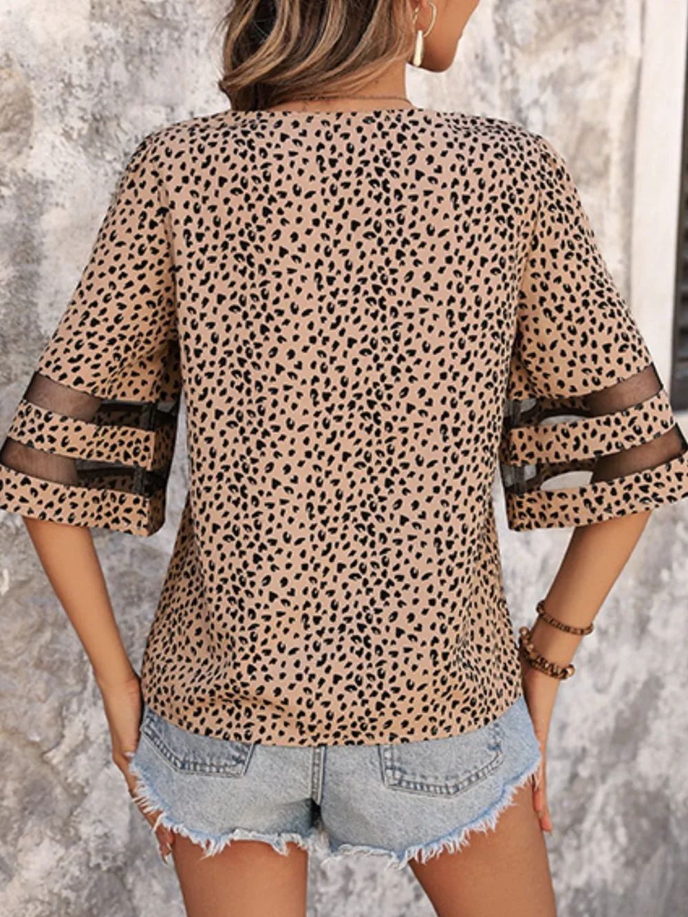 Printed V-Neck Half Sleeve Blouse, image 4