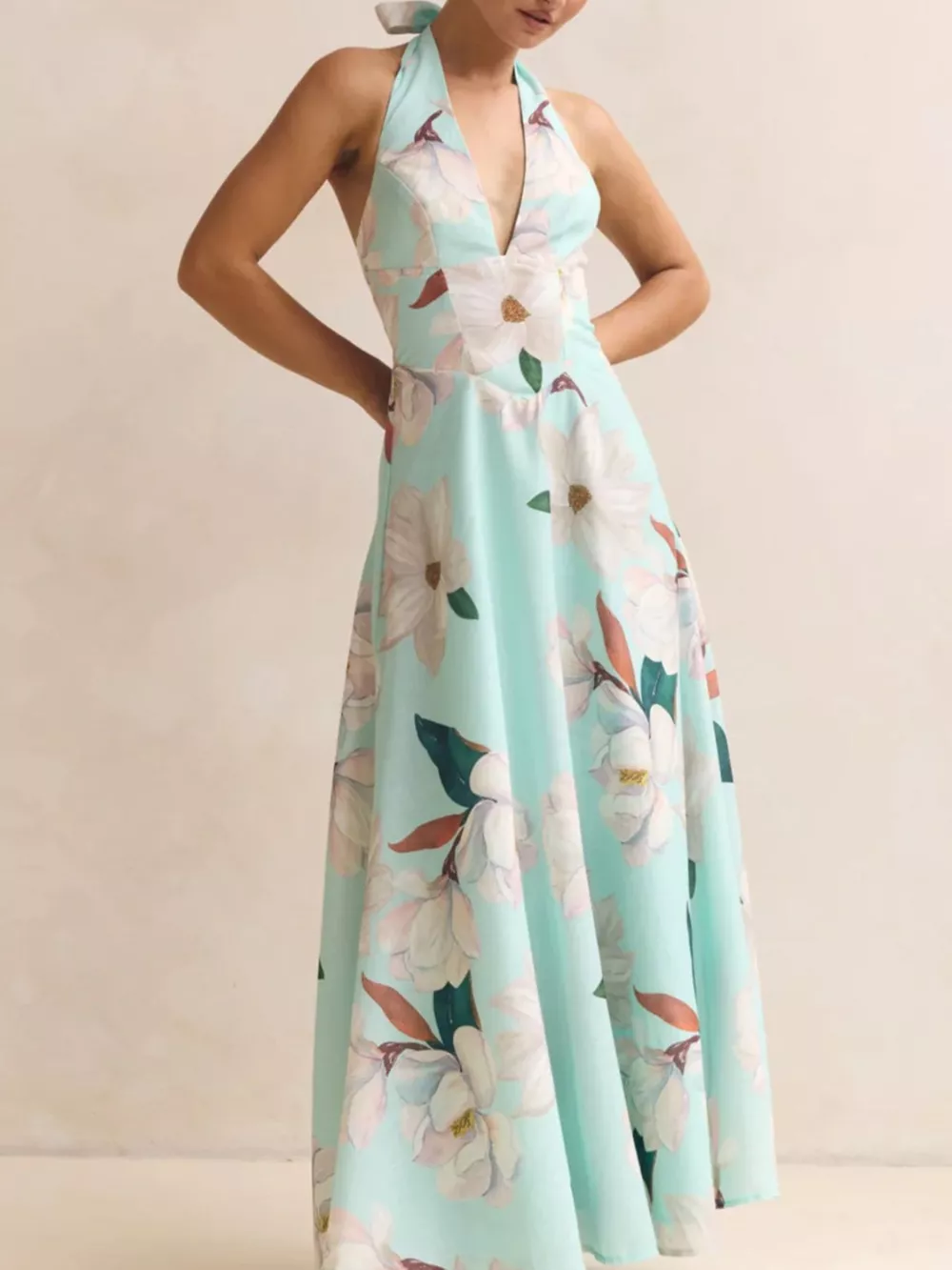 Floral Print Halter Neck Maxi Dress, image 6