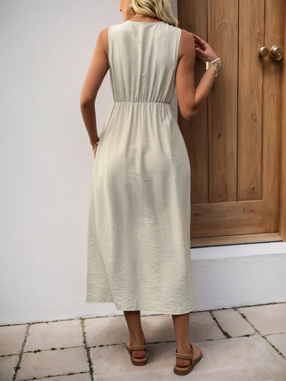 V-Neck Sleeveless Midi Dress, image 5