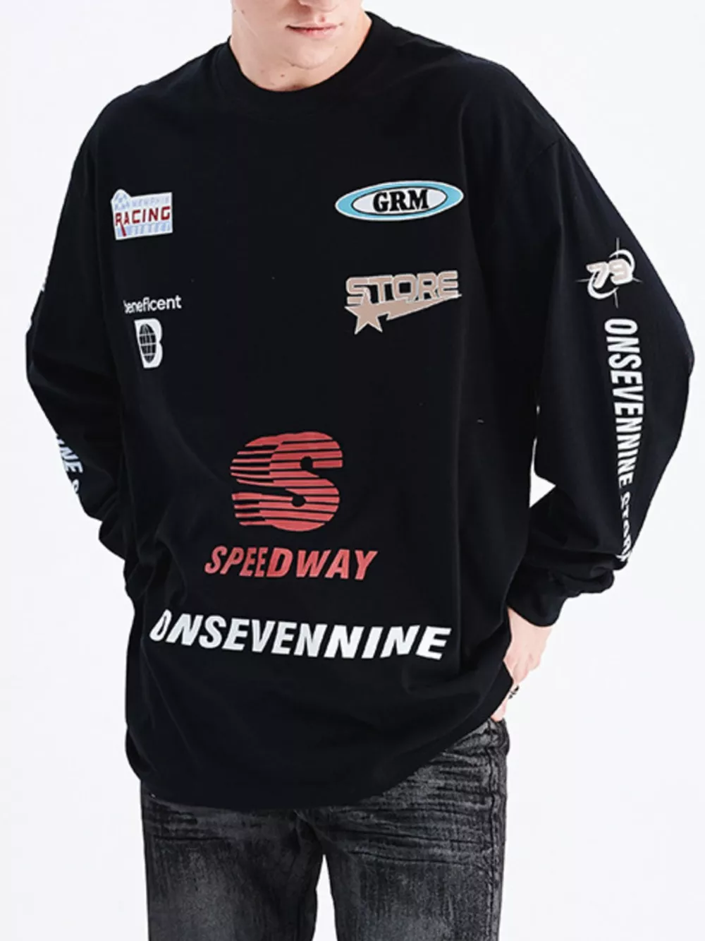 Men's Letter Round Neck Long Sleeve T-Shirt, image 4