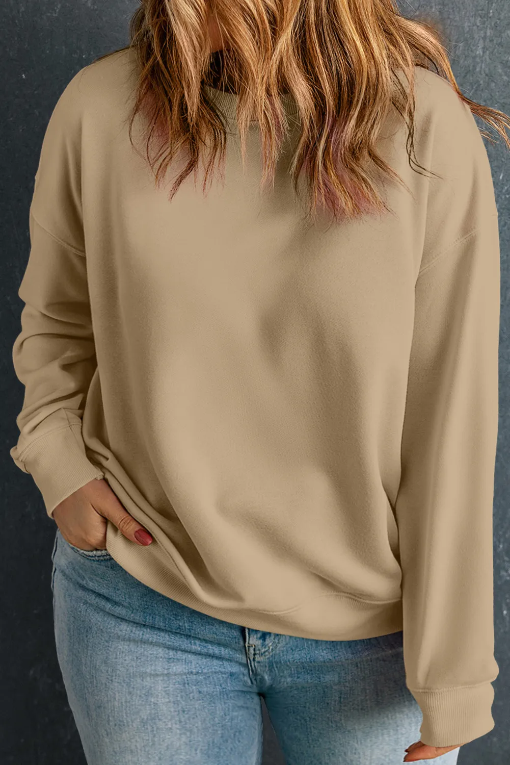 Plus Size Round Neck Long Sleeve Sweatshirt, image 7