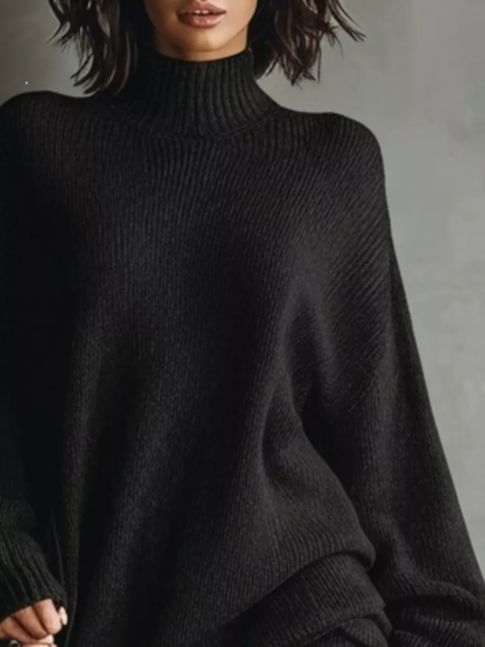 Oversized Mock Neck Long Sleeve Sweater Dress, image 8