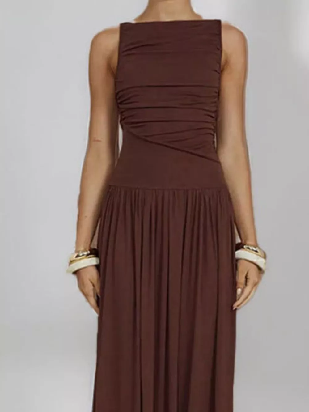 Ruched Sleeveless Maxi Dress, image 6