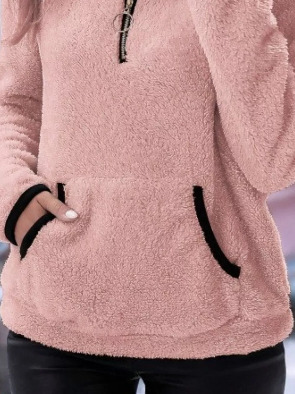 Full Size Cozy Fleece Quarter Zip Long Sleeve Sweatshirt Plus Size, image 21