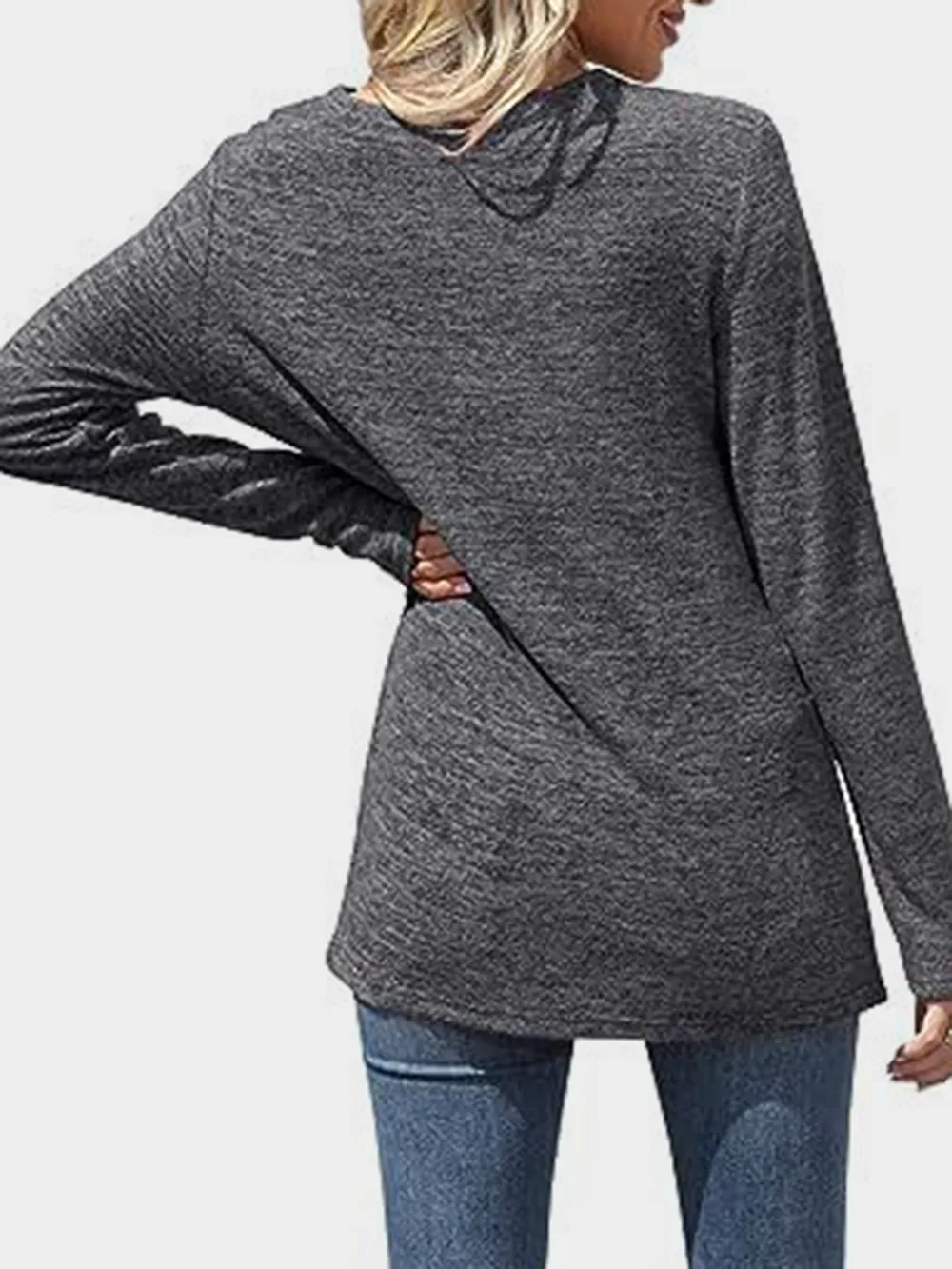 Lace Detail V-Neck Long Sleeve T-Shirt, image 9