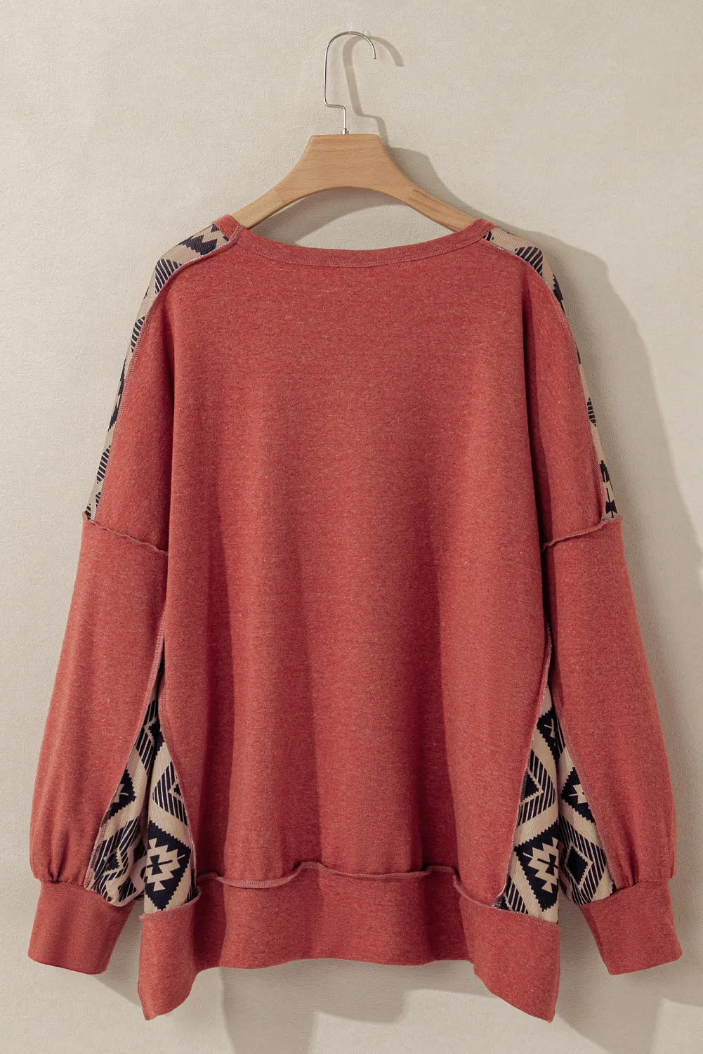 Plus Size Geometric Round Neck Long Sleeve Sweatshirt, image 6