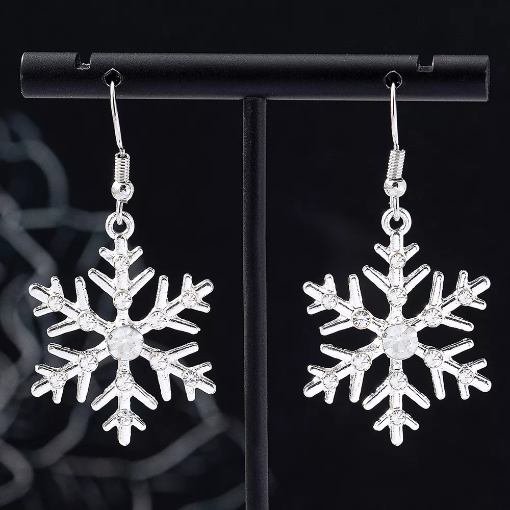 Christmas Snowflake Dangle Earrings, image 3