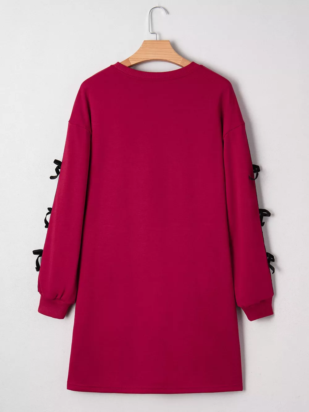 Contrast Striped Bow Detail Drop Shoulder Sweatshirt Dress with Pockets, image 4