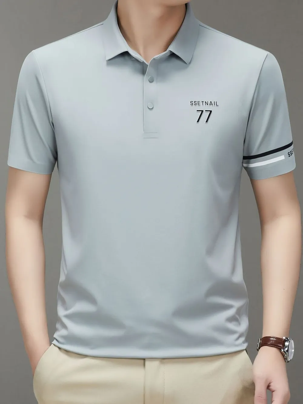 Men's Plus Size Button Detail Short Sleeve Polo, image 5