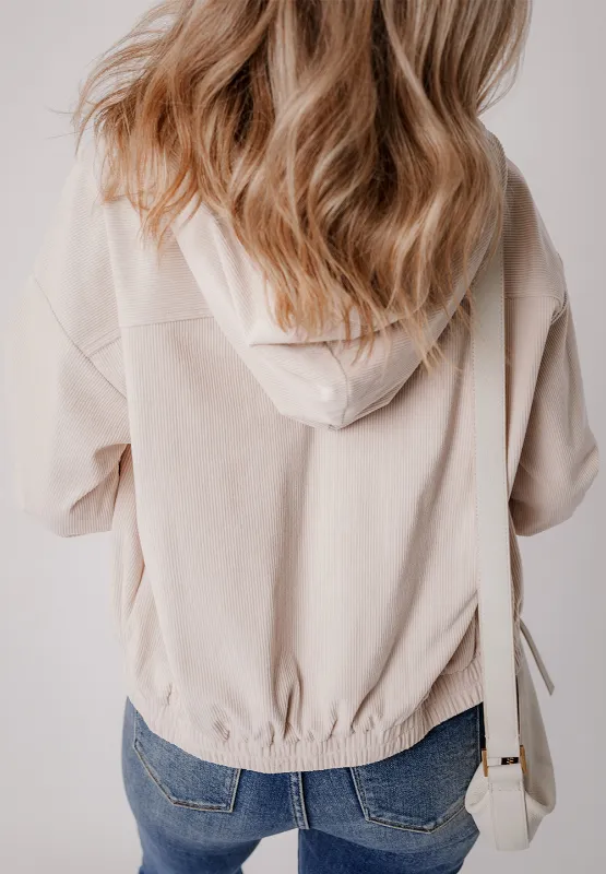 Pocketed Zip Up Long Sleeve Hooded Jacket, image 15