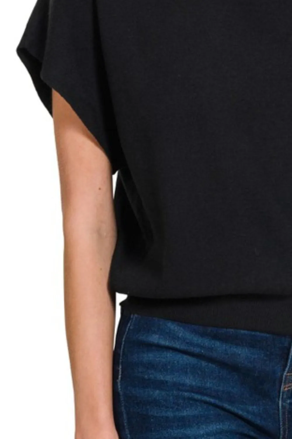 Round Neck Short Dolman Sleeve Sweater, image 2