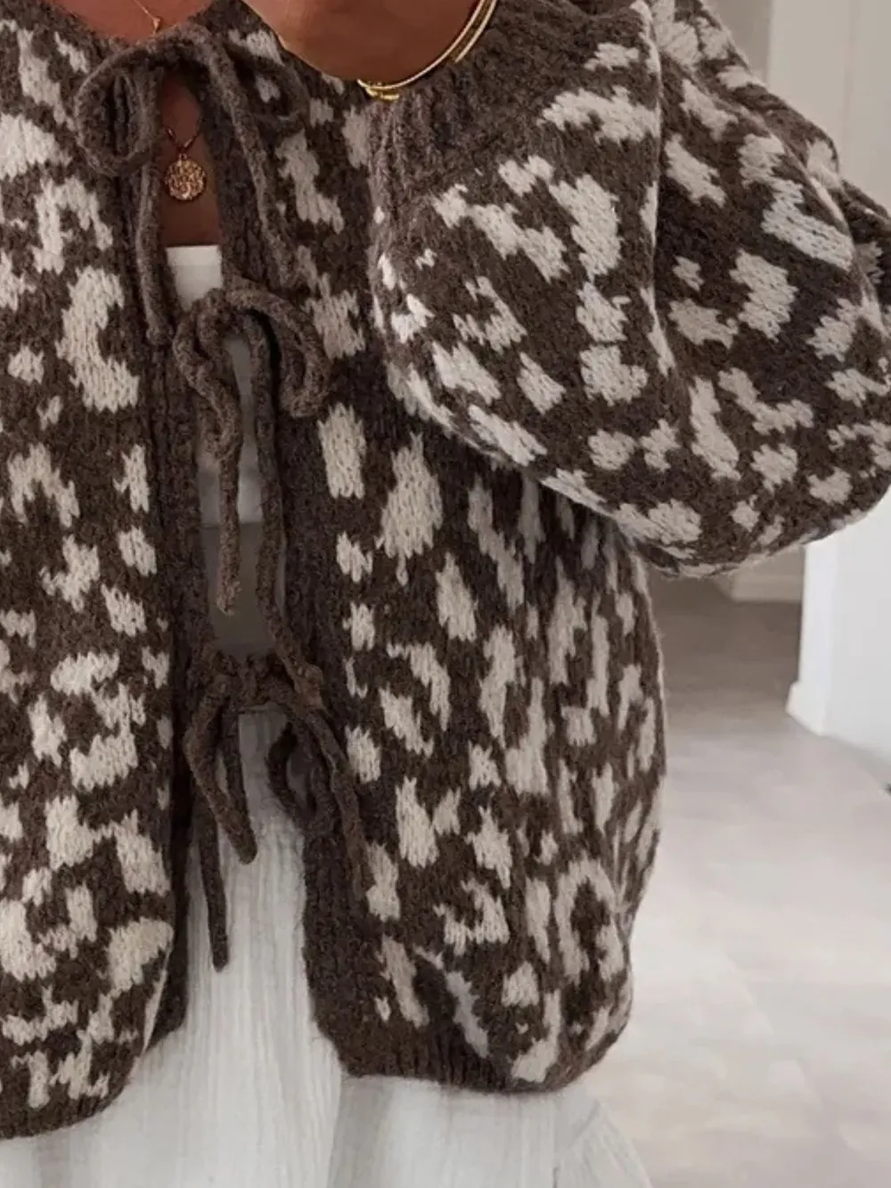 Leopard Tie Front Cardigan, image 34