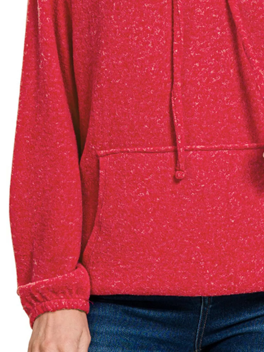Brushed Hacci Melange Hooded Sweater, image 3