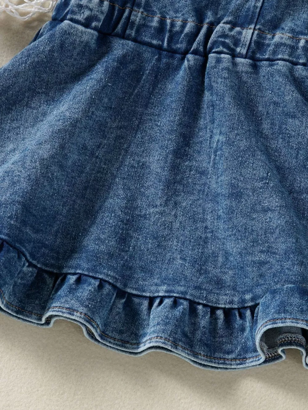 Children's Ruffled Hem Denim Overall Dress, image 4