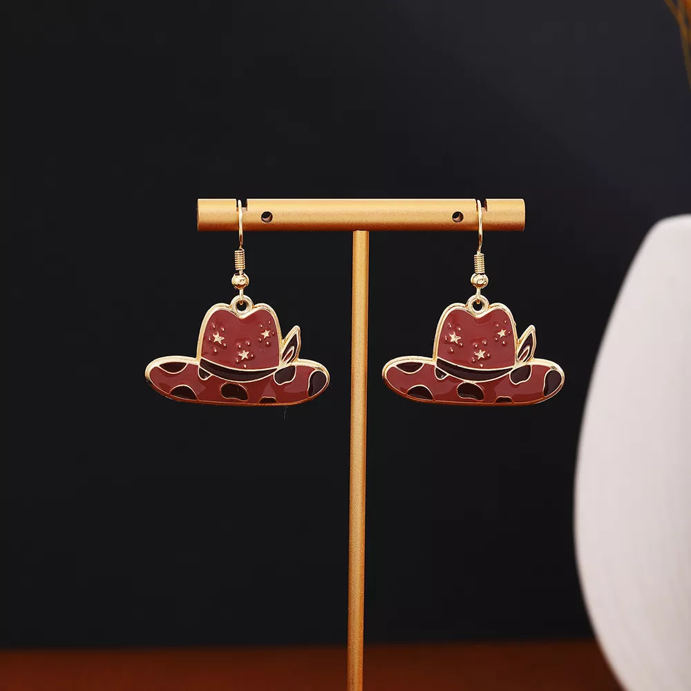 Cowboy Hat & Bottle Dangle Earrings