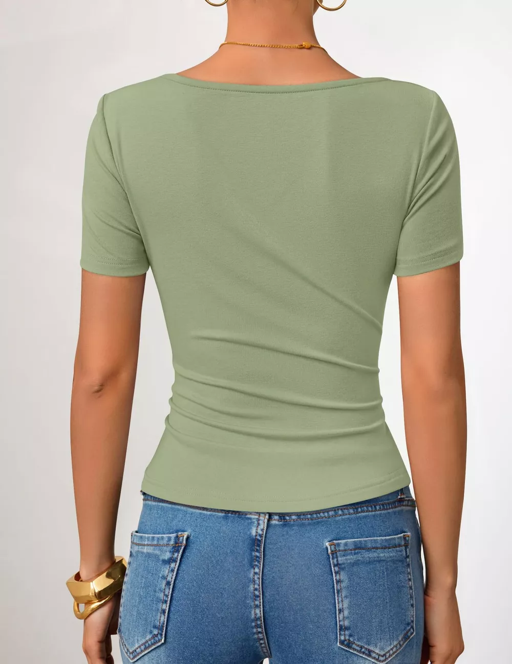 Asymmetrical Neckline Fitted T-Shirt, image 21